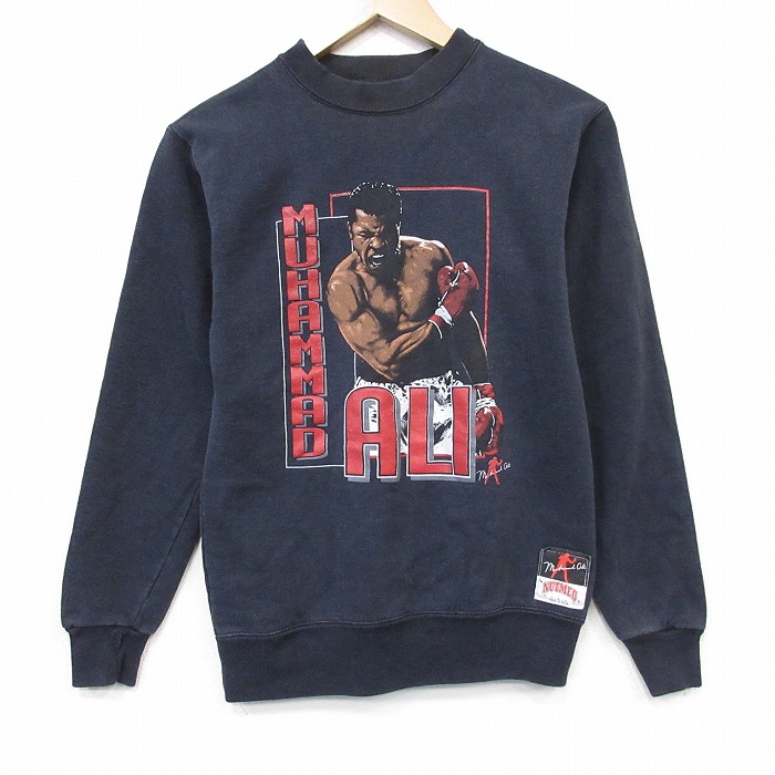 モハメドアリ 90s 長袖スウェット モハメドアリ ブラック メンズXS相当 | 古着