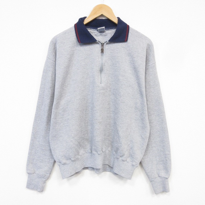 ラッセル 90s 長袖ハーフジップスウェット グレー メンズL相当 | 古着