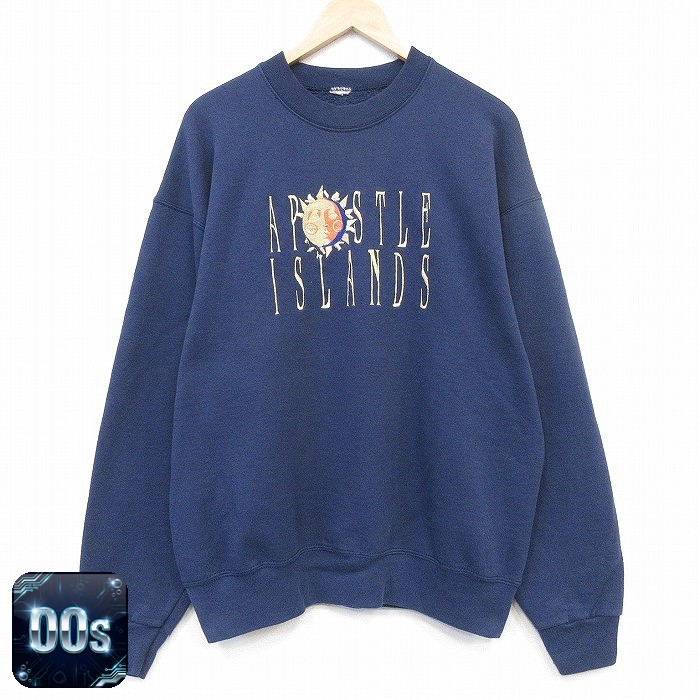 アイランド 00s 長袖スウェット 刺繍 ネイビー メンズXL相当 | 古着