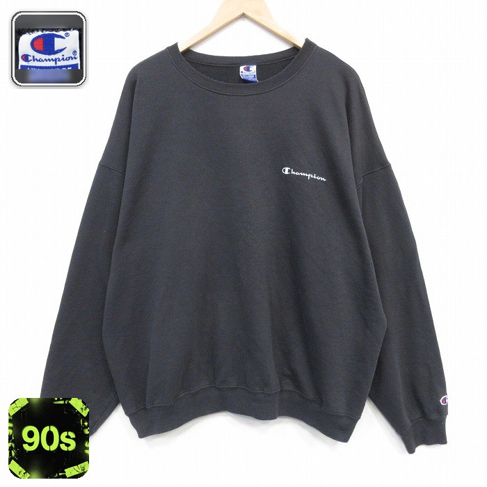 チャンピオン 90s 長袖スウェット ワンポイントロゴ ブラック メンズXL相当 | 古着