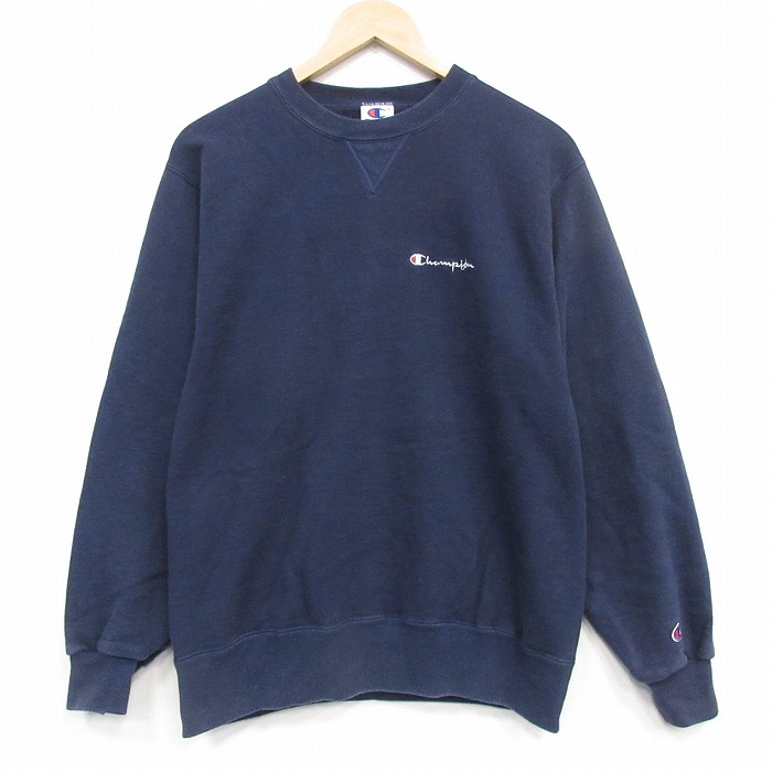 チャンピオン 90s 長袖スウェット ワンポイントロゴ ネイビー メンズM相当 | 古着