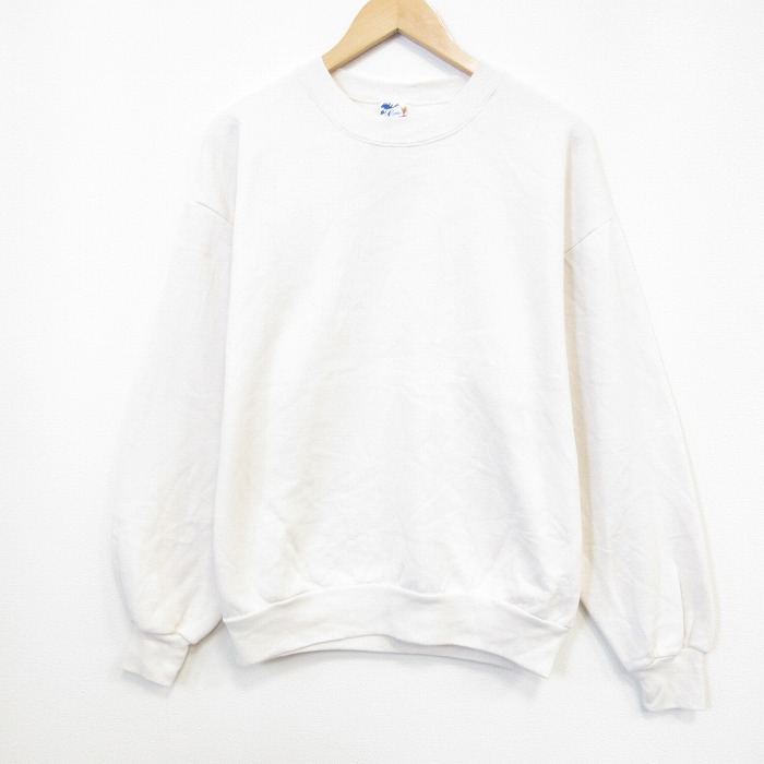 XL★古着 長袖 スウェット メンズ 90年代 90s 無地 クルーネック USA製 ベージュ 26jul14
