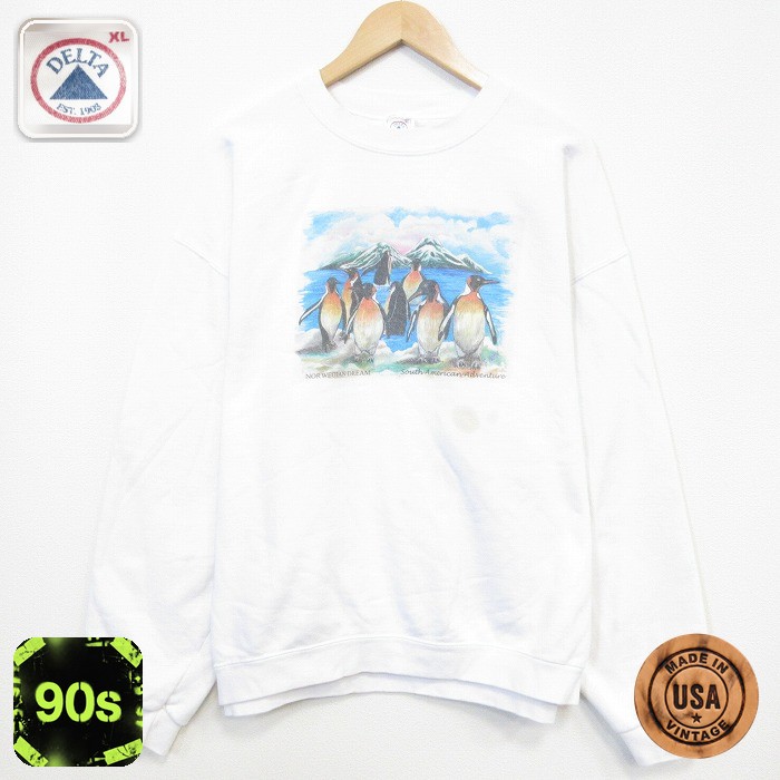 ペンギン 90s 長袖スウェット ホワイト メンズXL相当 | 古着