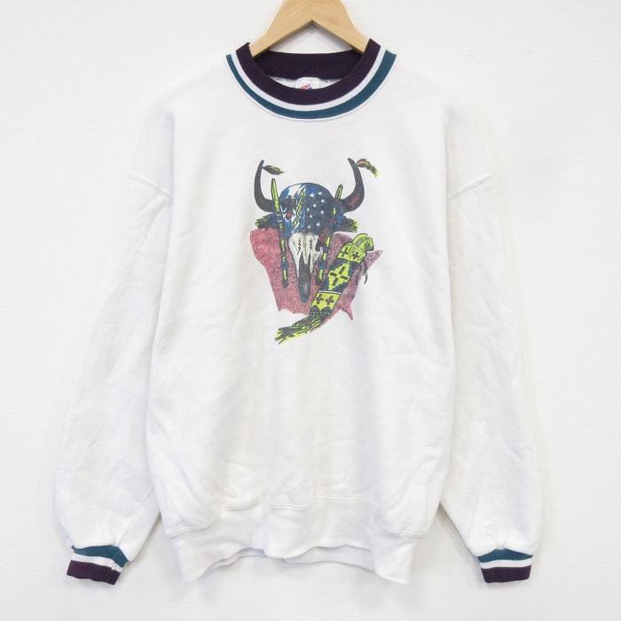 ジャージーズ 90s 長袖スウェット バッファロー ホワイト メンズL相当 | 古着