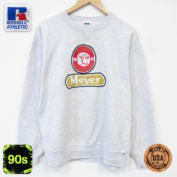 ラッセル 90s 長袖スウェット Meyer刺繍 グレー メンズL相当 | 古着