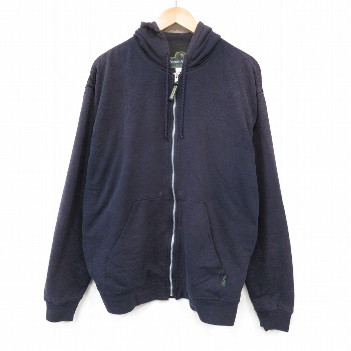 00s 長袖フルジップスウェット ネイビー メンズXL相当 | 古着