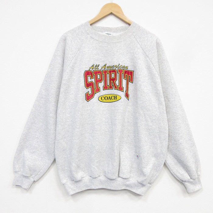 90s ラグランスウェット SPIRIT グレー メンズXL相当 | 古着