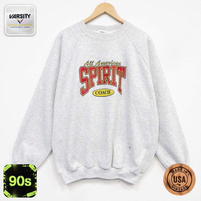 90s ラグランスウェット SPIRIT グレー メンズXL相当 | 古着