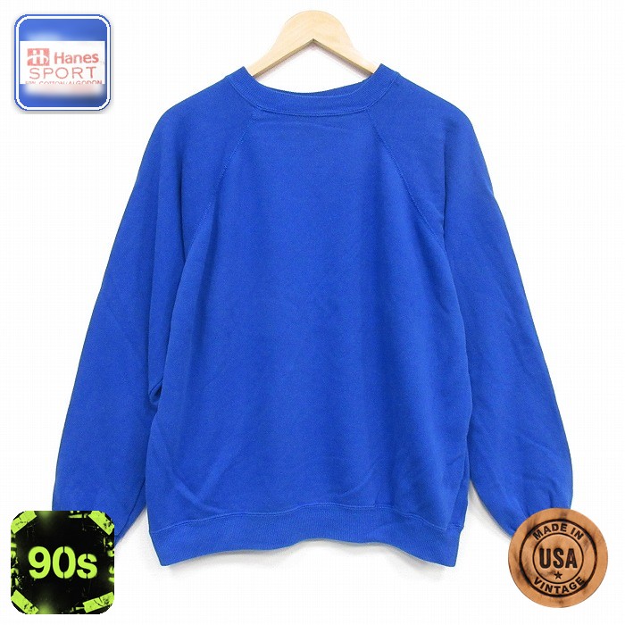 ヘインズ 90s 長袖スウェット ラグラン ブルー メンズL相当 | 古着