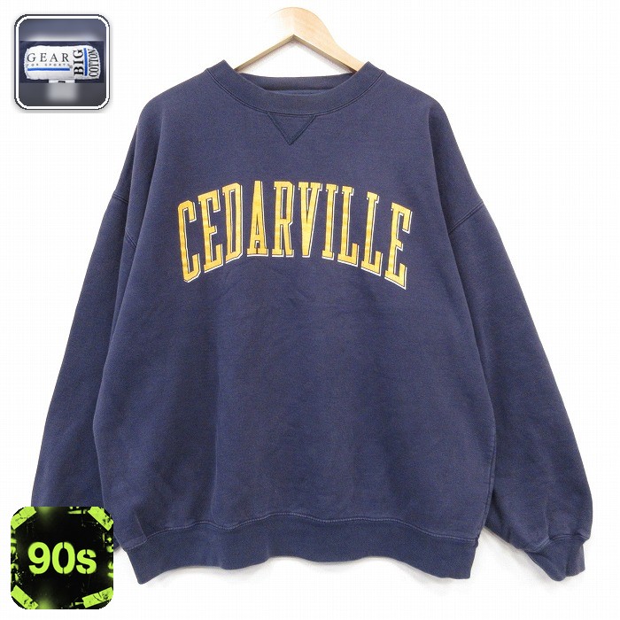 長袖 スウェット 90s CEDARVILLE クルーネック ネイビー メンズXL相当 | 古着