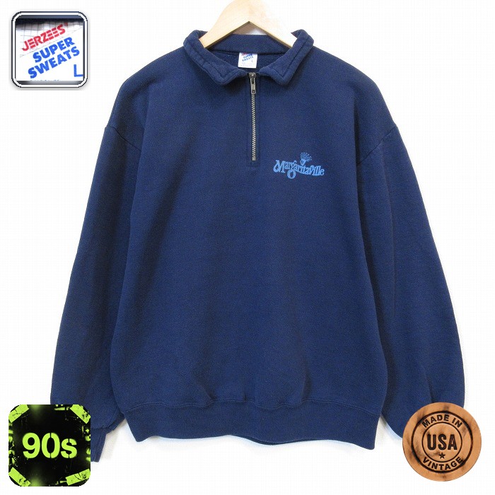 ジャージーズ 90s ハーフジップスウェット ネイビー メンズL相当 | 古着
