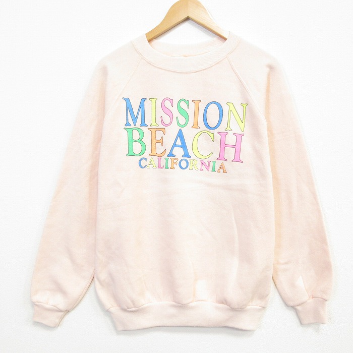 L★古着 長袖 スウェット メンズ 90年代 90s MISSION ラグラン クルーネック USA製 オレンジ 26jul29