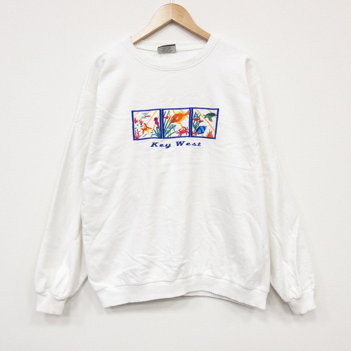 キーウエスト 90s 長袖スウェット ホワイト メンズXL相当 | 古着