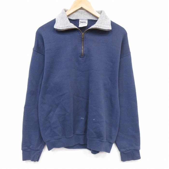 TULTEX 90s 長袖ハーフジップスウェット ネイビー メンズM相当 | 古着