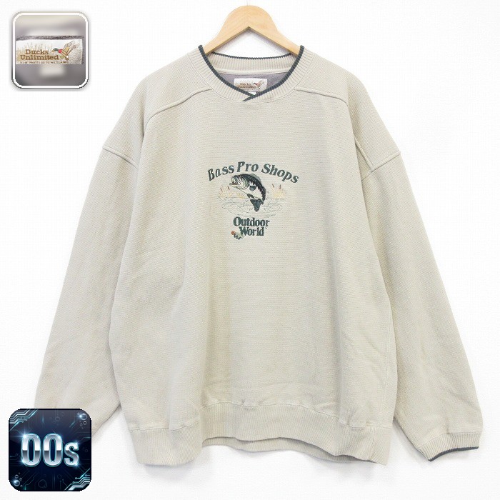 DUCKS UNLIMITED 00s 長袖スウェット バスプロショップ刺繍 ベージュ メンズXL相当 | 古着