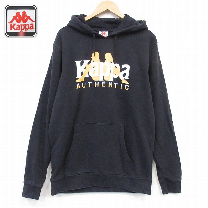 Kappa 長袖 スウェット パーカー ビッグロゴ ブラック メンズL相当 | 古着