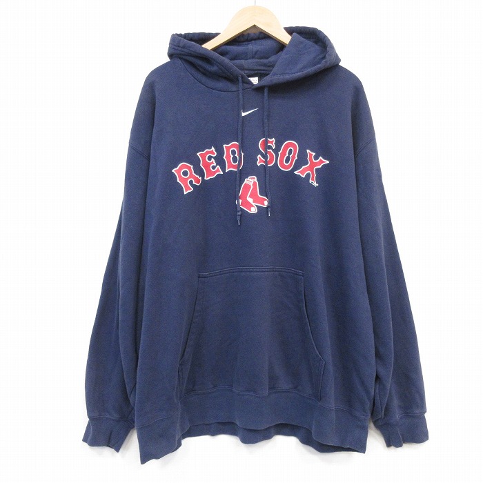 ナイキ 00s 長袖パーカー MLBボストンレッドソックス ネイビー メンズXL相当 | 古着