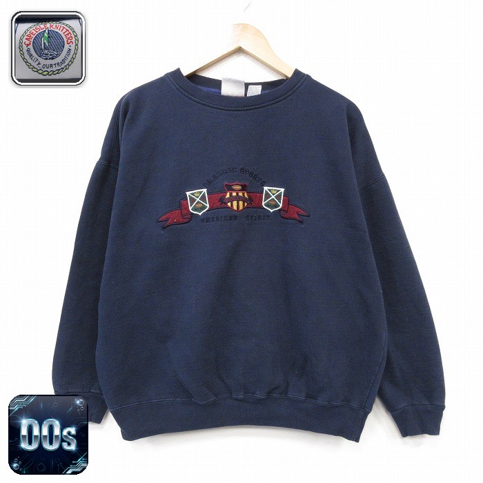 アメリカンスピリット 00s 長袖スウェット 刺繍 ネイビー メンズXL相当 | 古着