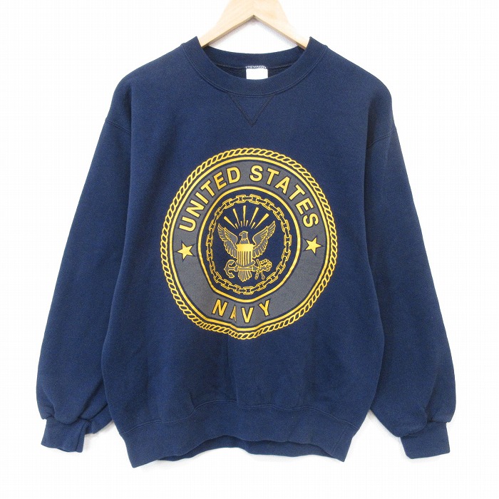 ミリタリー 90s 長袖スウェット リフレクター ネイビー メンズM相当 | 古着