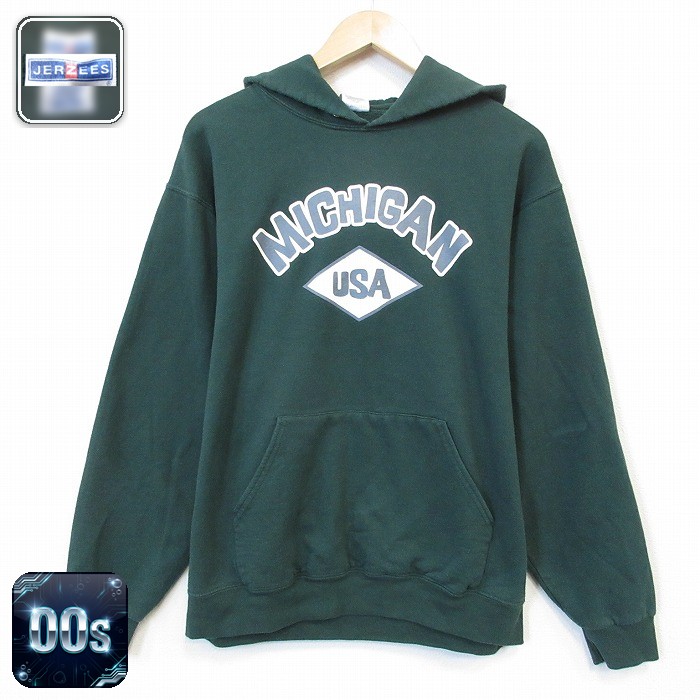 ジャージーズ 00s 長袖パーカー ミシガン グリーン メンズL相当 | 古着
