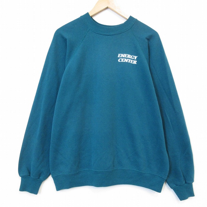 ヘインズ 90s 長袖スウェット ENERGY ラグラン グリーン メンズL相当 | 古着