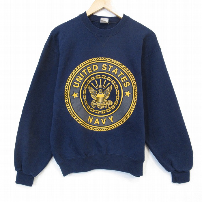 ミリタリー 90s 長袖スウェット リフレクター ネイビー メンズM相当 | 古着