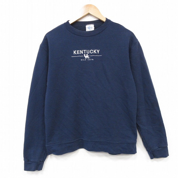 ケンタッキー 90s 長袖スウェット 刺繍 ネイビー メンズL相当 | 古着