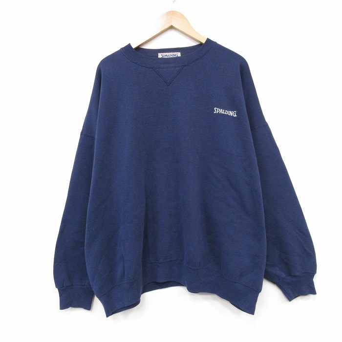 スポルティング 90s 長袖スウェット ワンポイントロゴ ネイビー メンズXL相当 | 古着