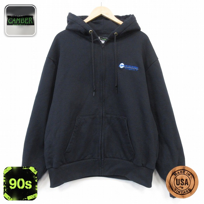 キャンバー 90s フルジップスウェット TRAWLWORKS ブラック メンズXL相当 | 古着