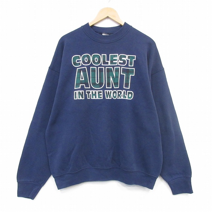 フルーツオブザルーム 90s 長袖スウェット AUNT ネイビー メンズXL相当 | 古着