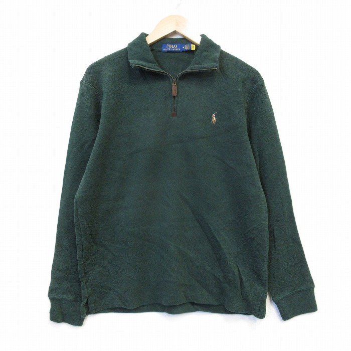 ラルフローレン 長袖ハーフジップトップス グリーン メンズL相当 | 古着