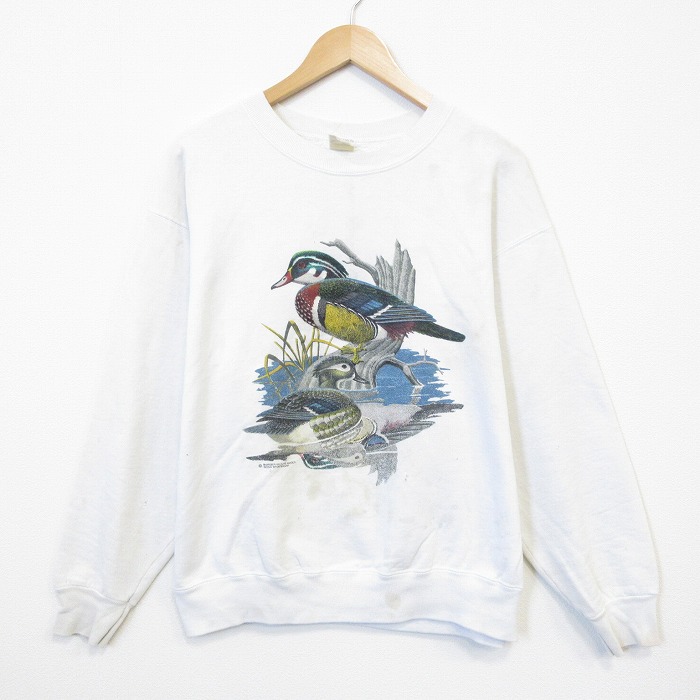 フルーツオブザルーム 80s 長袖スウェット 鳥 ホワイト メンズL相当 | 古着