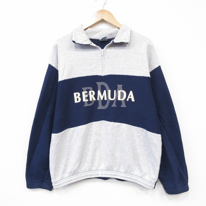 ハーフジップスウェット BERMUDA グレー メンズL相当 | 古着