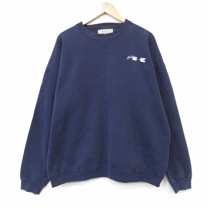 長袖 スウェット 90s Clubk クルーネック USA製 ネイビー メンズXL相当 | 古着