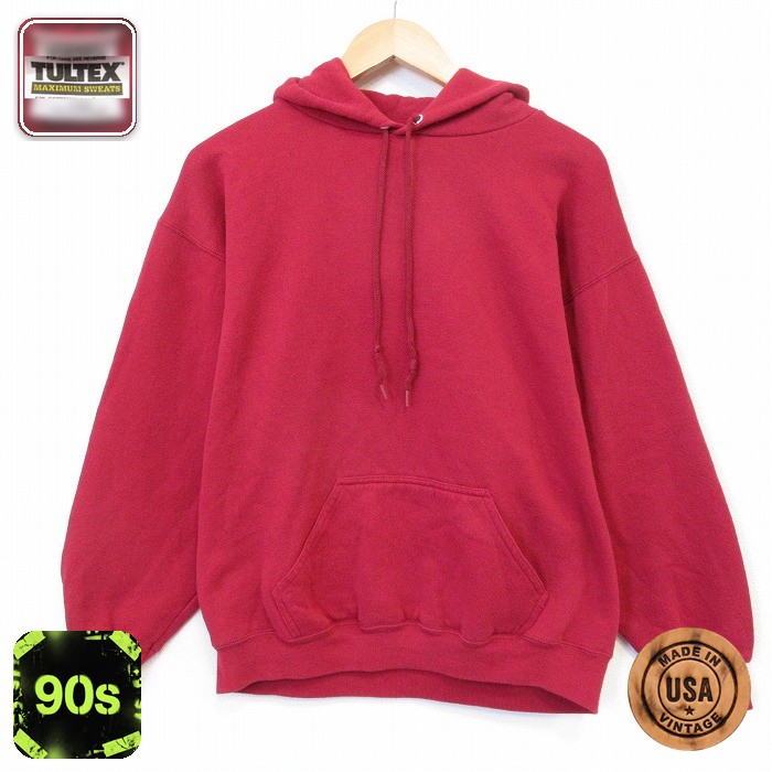 TULTEX 90s 長袖スウェットパーカー レッド メンズL相当 | 古着