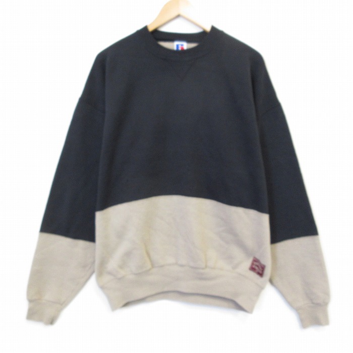 ラッセル 90s 長袖スウェット ツートンカラー ブラック メンズXL相当 | 古着