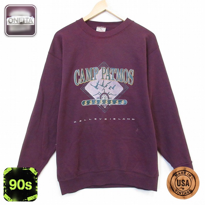 オニータ 90s 長袖スウェット CAMP バーガンディ メンズL相当 | 古着