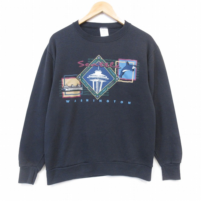 90s 長袖スウェット ワシントン シアトル ブラック メンズS相当 | 古着