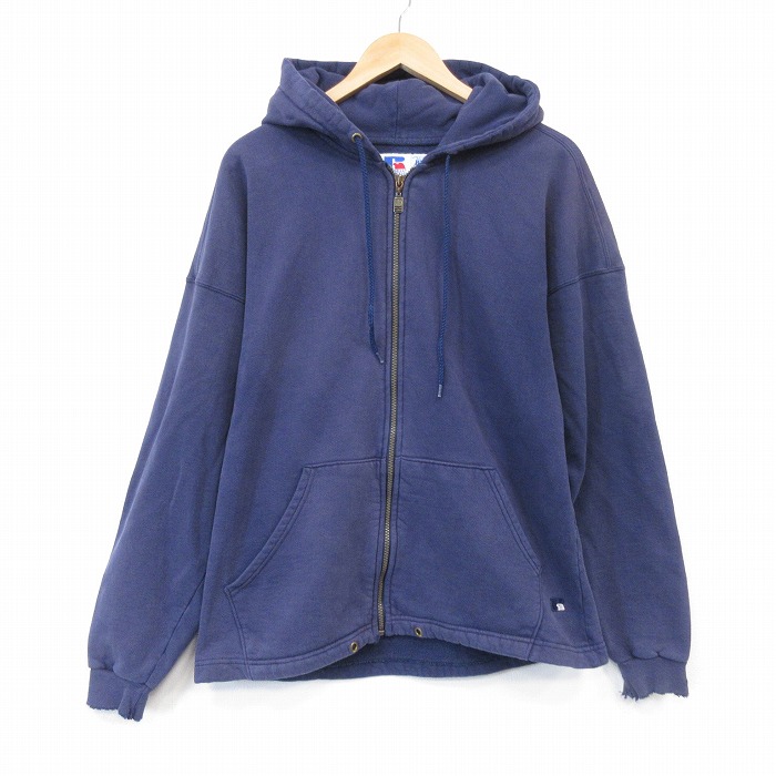 ラッセル 90s フルジップスウェット ネイビー メンズM相当 | 古着