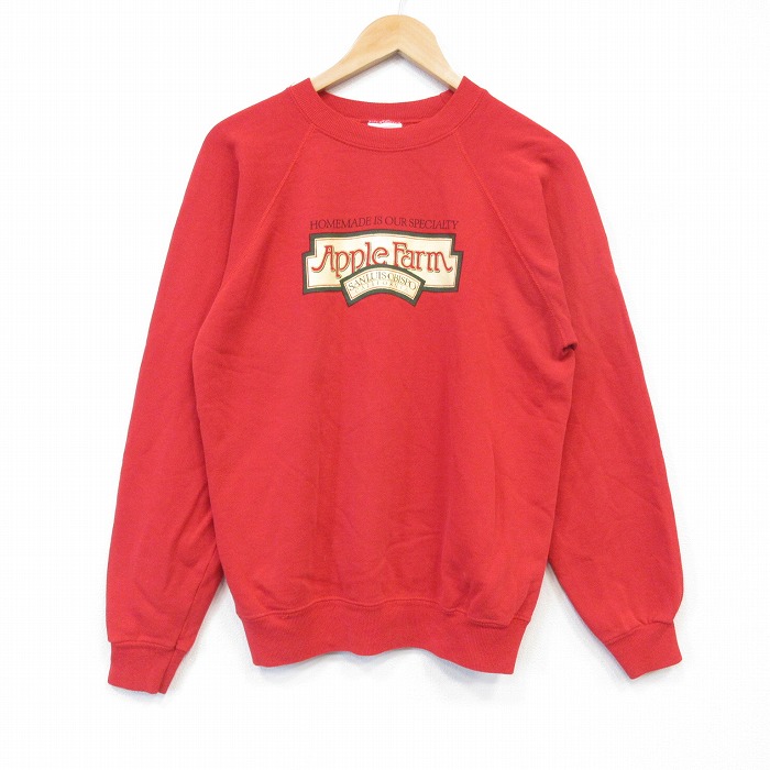 ヘインズ 80s 長袖スウェット アップルファーム ラグラン レッド メンズM相当 | 古着
