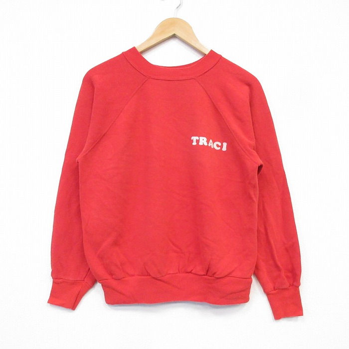 80s ラグランスウェット TRACI レッド メンズM相当 | 古着