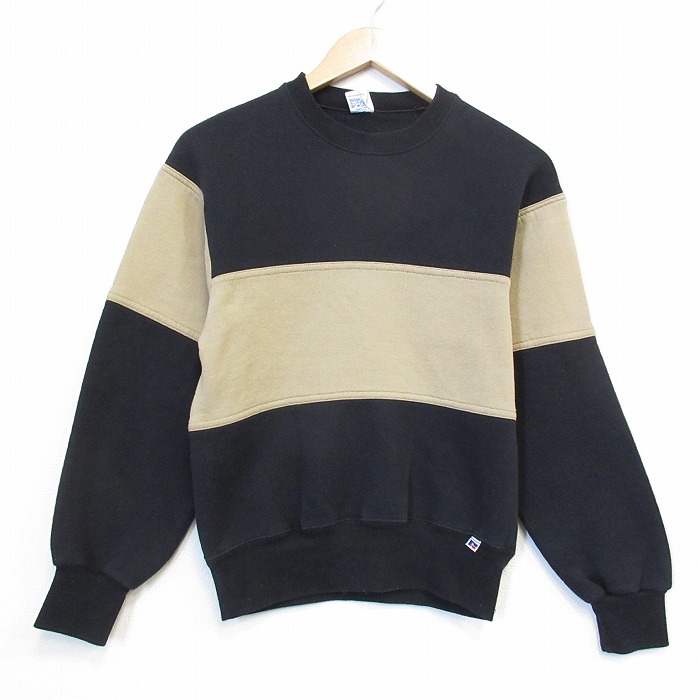 ラッセル 80s 長袖スウェット ツートンカラー ブラック メンズS相当 | 古着