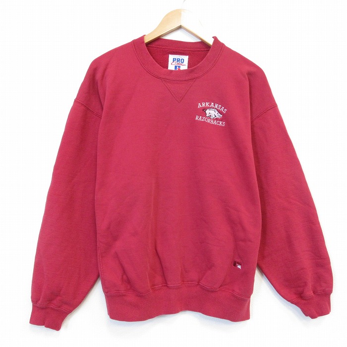 ラッセル 90s 長袖スウェット アーカンソーレイザーバックス レッド メンズXL相当 | 古着
