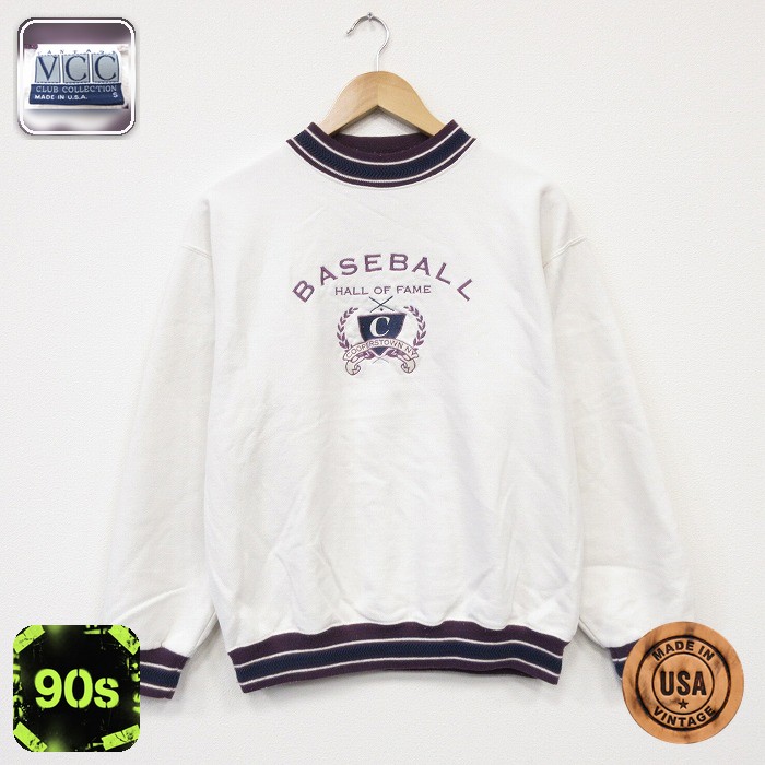 90s 長袖スウェット BASEBALL ホワイト メンズM相当 | 古着