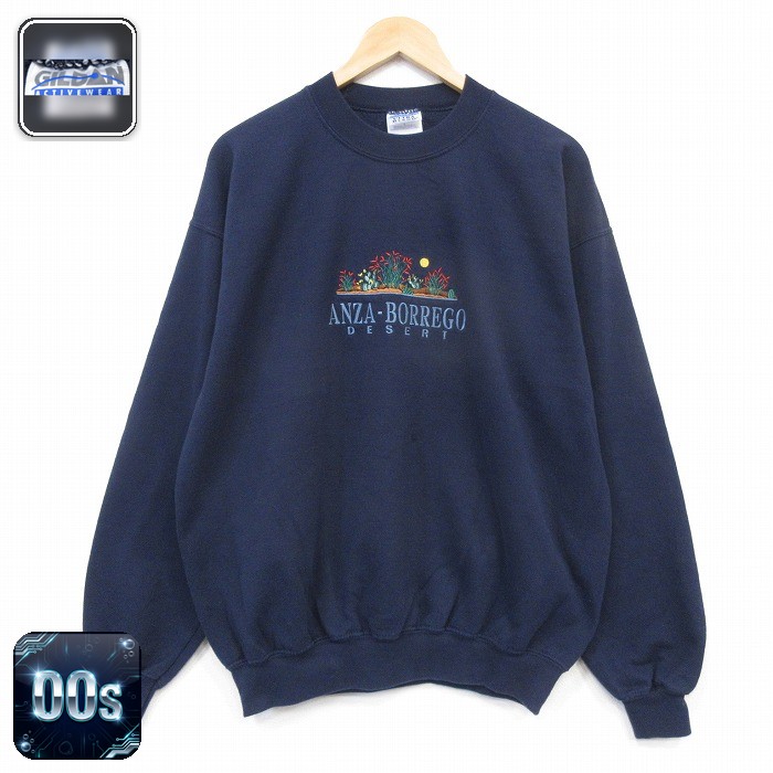 00s 長袖スウェット サボテン ネイビー メンズXL相当 | 古着