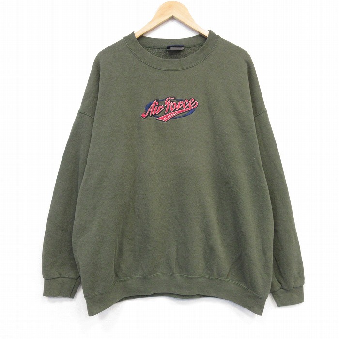エアフォース 00s 長袖スウェット シルバー カーキ メンズXL相当 | 古着