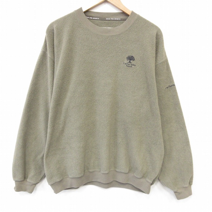 XL★古着 長袖 スウェット メンズ 00年代 00s Carmel Valley フリース ポリエステル クルーネック カーキ 26sep03