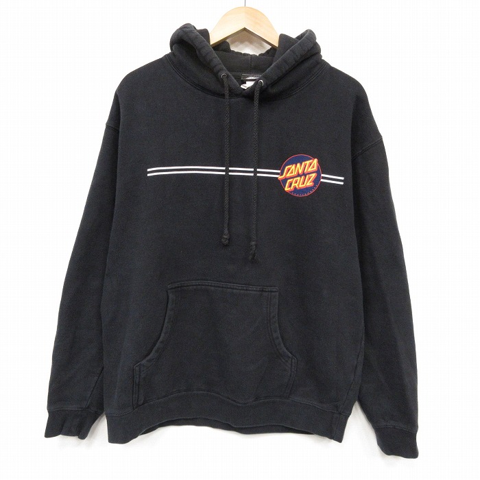 XL★古着 サンタクルーズ 長袖 スウェット パーカー メンズ ビッグロゴ ブラック 26sep03
