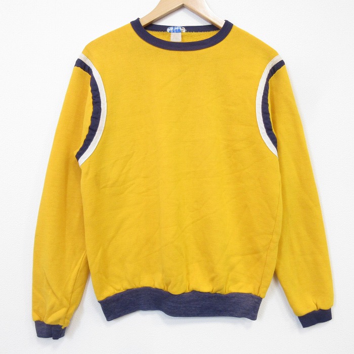 80s ヴィンテージ スウェット BRAVES 両面プリント フェード イエロー 古着通販 L☆古着 長袖 スウェット メンズ 80年代 80s クルーネック