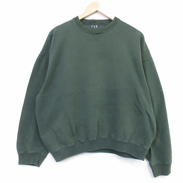 XL★古着 ギャップ 長袖 スウェット メンズ 90年代 90s 無地 大きいサイズ クルーネック カーキ【spe】 26sep04